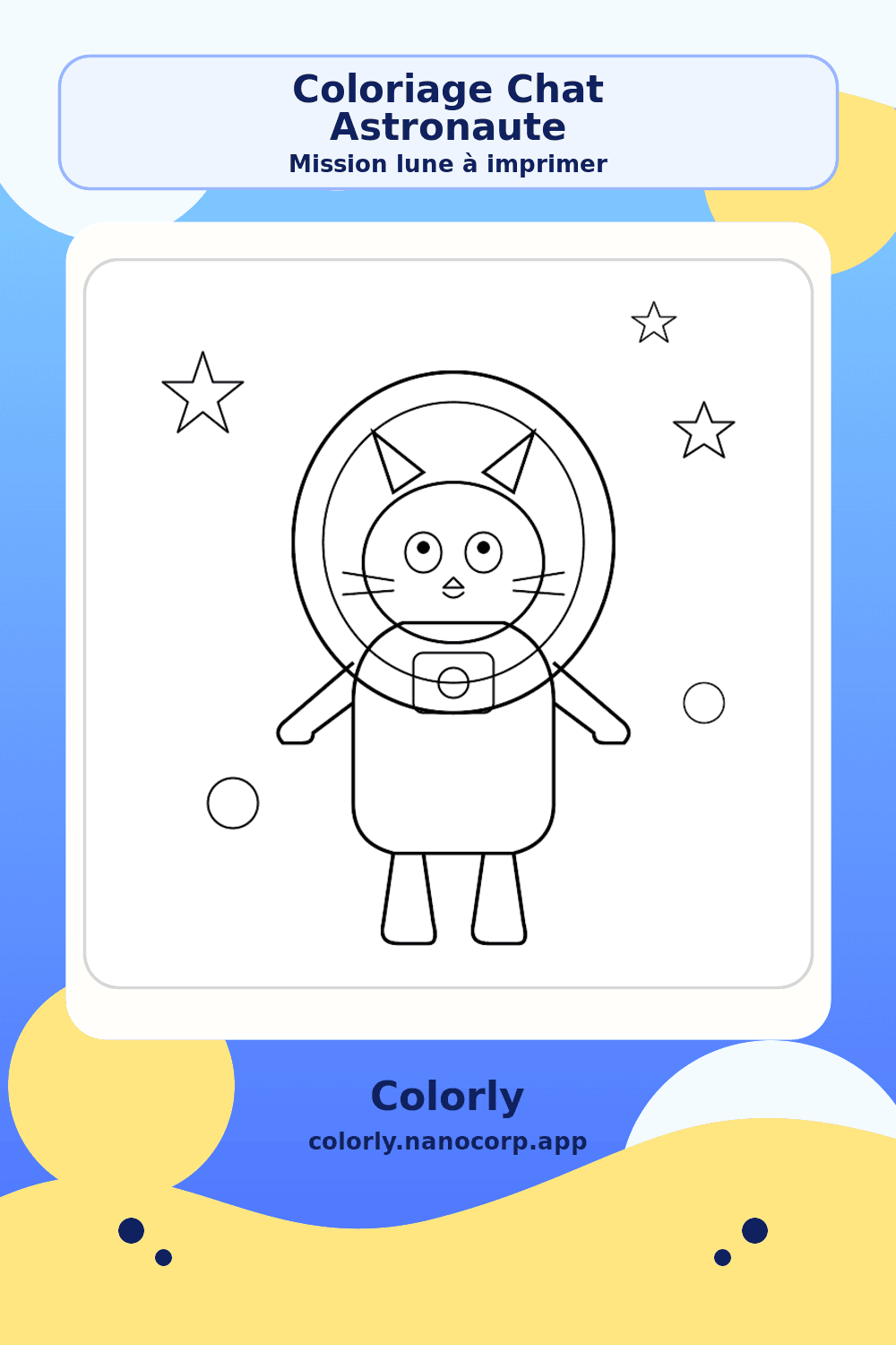 Chat astronaute sur la lune