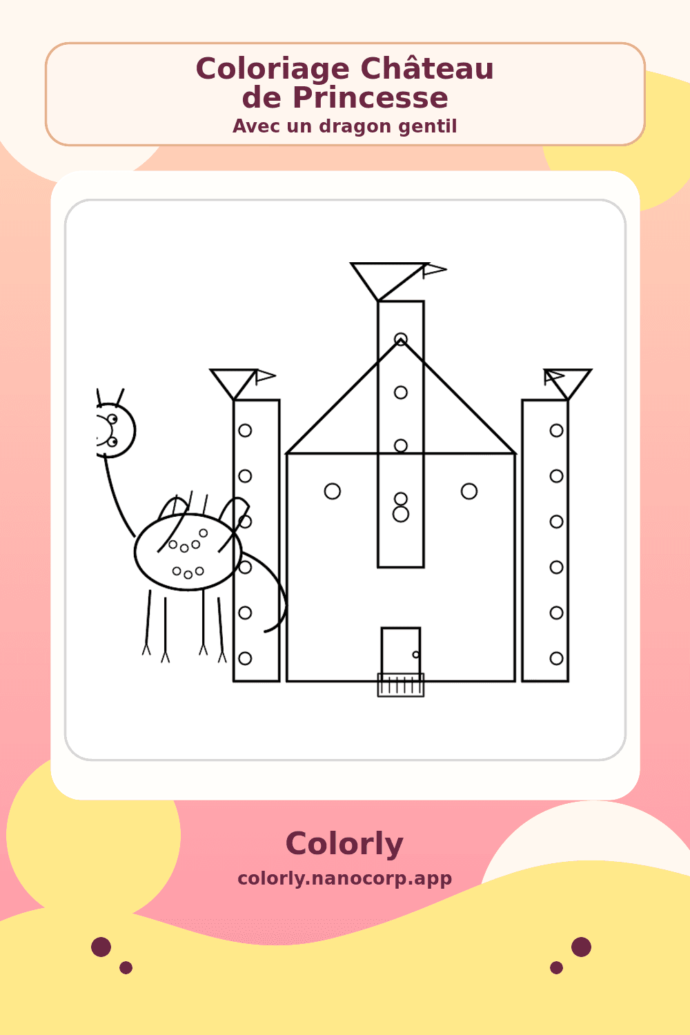 Château de princesse avec dragon gentil